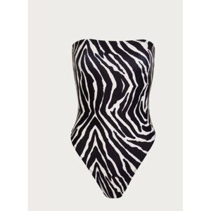 SAME Los Angeles One Piece Swimsuit Womens Xsmall Strappless Zebra Print White